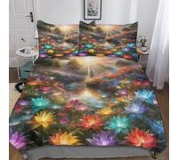 LLLBBB Colorful Lotus Ensemble De Literie Housse De Couette, Ultra Doux Microfibre 3 Pièces avec Taie d'oreiller, pour Enfants Adultes Double (200x200cm)