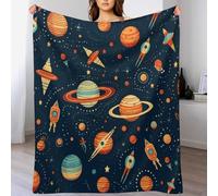 LLLBBB Cosmic Planète Rocket Couverture Quatre Saison Couvertures De Lit Flannel Douce Et Chaude Jeté De Canapé Rides Résistantes130×180cm