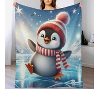 LLLBBB Couverture Animal Pingouin en Flannel Polaire Douce Chaude Facile À Manipuler pour Lit Canapé Chambre Balcon Bébé Feuteille 140×180cm