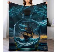 LLLBBB Couverture Chaude Confortable en Flannel Molleton De Flanelle Motif Bateau Pirate, Couvertures en Toute Saison pour Lit 140×180cm