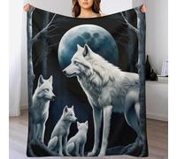 LLLBBB Couverture Loup, Doux, Douillette, Moelleux, Chaud, Couvertures Polaire en Flannel pour Canapé, Chambre, Voyage, 100×130cm