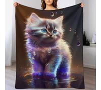 LLLBBB Couverture Polaires en Chat, Couvertures Moelleuses, Flannel Légère Super Douce avec Imprimé pour Canapé, 150×200cm
