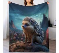 LLLBBB Couverture Polaires en Hérisson, Couvertures Moelleuses, Flannel Légère Super Douce avec Imprimé pour Canapé, 130×150cm