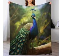 LLLBBB Couverture Polaires en Paon, Couvertures Moelleuses, Flannel Légère Super Douce avec Imprimé pour Canapé, 140×180cm