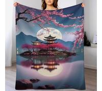 LLLBBB Couverture Polaires en Style Japonais, Couvertures Moelleuses, Flannel Légère Super Douce avec Imprimé pour Canapé, 130×180cm
