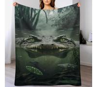 LLLBBB Crocodile Couverture Polaire - Couvertures De Canapé en Peluche Flannel Douce Et Moelleuse pour Lit 150×200cm