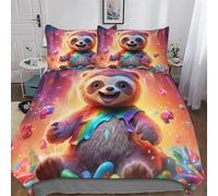 LLLBBB Cute Paresseux Parures De Lit avec Taies d'oreiller, Housse De Couette Polyester Ensemble Microfibre Douce pour Hommes Et Femmes Double (200x200cm)