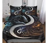 LLLBBB Dragon and Phoenix Parure De Lit 2 Pièces avec Housse De Couette Et Taies d'oreiller Housse Couette Douce Microfibre Single(135x200cm)