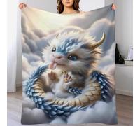 LLLBBB Dragon Mignon Couverture Quatre Saison Couvertures De Lit Flannel Douce Et Chaude Jeté De Canapé Rides Résistantes180×200cm