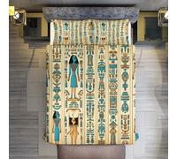 LLLBBB Égypte Pharaons Imprimé Housse De Couette Et Taie d'oreiller Et Housse Couette 3 Pièces Parure De Lit Microfibre avec Fermeture Éclair King(220x240cm)