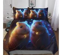 LLLBBB Hamster Animal Parure De Lit 3 Pièces Housse De Couette en Microfibre Hypoallergique pour Enfants Et Adolescents King(220x240cm)