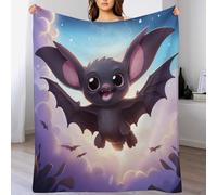 LLLBBB Impression des Cartoon Chauve-Souris Couverture en Flannel Super Doux Non Rejet Couvertures Polaire en Peluche Ultra Luxueuse 180×200cm