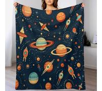 LLLBBB Impression des Cosmic Planète Rocket Couverture en Flannel Super Doux Non Rejet Couvertures Polaire en Peluche Ultra Luxueuse 130×150cm