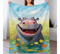 LLLBBB Impression des Hippopotame Couverture en Flannel Super Doux Non Rejet Couvertures Polaire en Peluche Ultra Luxueuse 100×130cm