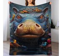 LLLBBB Impression des Hippopotame Couverture en Flannel Super Doux Non Rejet Couvertures Polaire en Peluche Ultra Luxueuse 100×130cm