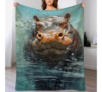 LLLBBB Impression des Hippopotame Couverture en Flannel Super Doux Non Rejet Couvertures Polaire en Peluche Ultra Luxueuse 100×130cm