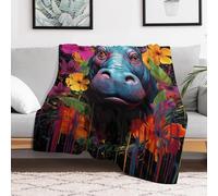 LLLBBB Impression des Hippopotame Couverture en Flannel Super Doux Non Rejet Couvertures Polaire en Peluche Ultra Luxueuse 100×130cm
