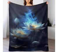 LLLBBB Impression des Lotus Couverture en Flannel Super Doux Non Rejet Couvertures Polaire en Peluche Ultra Luxueuse 130×150cm
