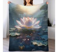 LLLBBB Impression des Lotus Couverture en Flannel Super Doux Non Rejet Couvertures Polaire en Peluche Ultra Luxueuse 180×200cm