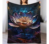 LLLBBB Impression des Lotus Couverture en Flannel Super Doux Non Rejet Couvertures Polaire en Peluche Ultra Luxueuse 140×180cm