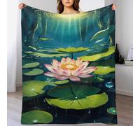 LLLBBB Impression des Lotus Couverture en Flannel Super Doux Non Rejet Couvertures Polaire en Peluche Ultra Luxueuse 140×180cm