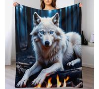LLLBBB Impression des Loup Couverture en Flannel Super Doux Non Rejet Couvertures Polaire en Peluche Ultra Luxueuse 100×130cm