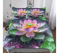 LLLBBB Lotus Ensemble De Literie Housse De Couette, Ultra Doux Microfibre 3 Pièces avec Taie d'oreiller, pour Enfants Adultes Double (200x200cm)