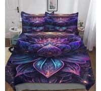 LLLBBB Lotus Flower Parure De Lit Housse De Couette Et Taies d'oreiller, 3 Pièces Ensemble Ultra Doux Microfibre Hypoallergénique King(220x240cm)