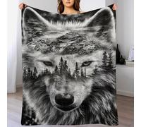 LLLBBB Loup Couverture Chaude Et Confortable Douce, Couvertures Flannel, Lavable À La Machine Facile À Manipuler, 100×130cm