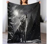 LLLBBB Loup Couverture Flannel Douce Et Chaude, Entretien Facile À La Machine, pour Voyager, Lit Ou Canapé 100×130cm