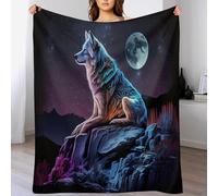 LLLBBB Loup Couverture Flannel Douce Et Chaude, Entretien Facile À La Machine, pour Voyager, Lit Ou Canapé 100×130cm