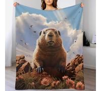 LLLBBB Marmotte Couverture Polaire - Couvertures De Canapé en Peluche Flannel Douce Et Moelleuse pour Lit 130×150cm