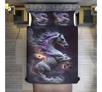 LLLBBB Pégase du Destin Parure De Lit Housse De Couette Et Taies d'oreiller, 3 Pièces Ensemble Ultra Doux Microfibre Hypoallergénique King(220x240cm)