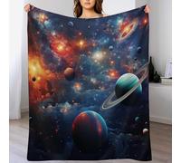LLLBBB Planet Étoilery Sky Plaid Couverture Polaire, Couvertures en Toute Saison Légère Chaude Douce Moelleuse pour Lit Et Canapé-lit 100×130cm