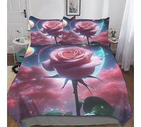 LLLBBB Starry Sky Rose Parure De Lit Housse De Couette Et Taie d'oreiller À Impression Ultra Doux Microfibre -Housse Couette King(220x240cm)