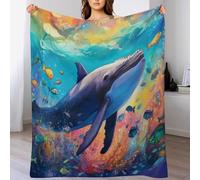 LLLBBB The Baleine Plaid Polaire Canape Couverture - Jete De Canapé en Flannel, Doux Chaude, pour Le Voyage Lit, Fit All-Season 130×180cm