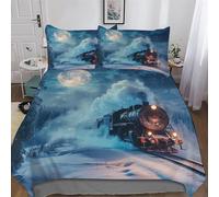 LLLBBB Train de rêve Parure De Lit De Microfibre Douce Confortable, pour Enfants Adultes Housse De Couette avec Taie d'oreiller Assortie Double (200x200cm)