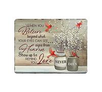 LLLDHGCBSS Plaque en métal avec inscription « Heaven Love Never Dies When You Believe Beyond What Your Eyes » - Décoration murale rétro en fer - 30,5 x 40,6 cm