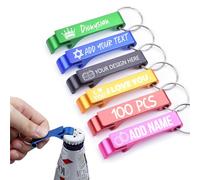 LLLGSH 100PCS Décapsuleur Personnalisé - Décapsuleur De Bière Personnalisé - Texte/Logo gravé - Format Poche - pour fête de Mariage - Cadeaux de Mariage pour invités - Aluminium