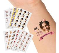 LLLGSH Autocollants de Tatouage personnalisés, Tatouages personnalisés avec Visage Photo Nom Logo, Tatouage temporaire étanche pour Mariage, Anniversaire, Fête, Cérémonie de Graduation