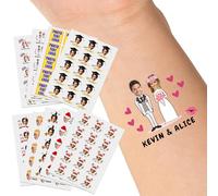 LLLGSH Autocollants de Tatouage personnalisés, Tatouages personnalisés avec Visage Photo Nom Logo, Tatouage temporaire étanche pour Mariage, Anniversaire, Fête, Cérémonie de Graduation