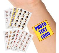 LLLGSH Autocollants de Tatouage personnalisés, Tatouages personnalisés avec Visage Photo Nom Logo, Tatouage temporaire étanche pour Mariage, Anniversaire, Fête, Cérémonie de Graduation