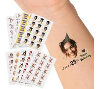 LLLGSH Autocollants de Tatouage personnalisés, Tatouages personnalisés avec Visage Photo Nom Logo, Tatouage temporaire étanche pour Mariage, Anniversaire, Fête, Cérémonie de Graduation