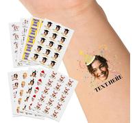 LLLGSH Autocollants de Tatouage personnalisés, Tatouages personnalisés avec Visage Photo Nom Logo, Tatouage temporaire étanche pour Mariage, Anniversaire, Fête, Cérémonie de Graduation