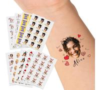 LLLGSH Autocollants de Tatouage personnalisés, Tatouages personnalisés avec Visage Photo Nom Logo, Tatouage temporaire étanche pour Mariage, Anniversaire, Fête, Cérémonie de Graduation