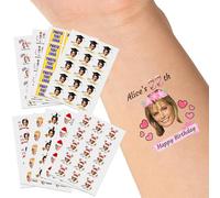 LLLGSH Autocollants de Tatouage personnalisés, Tatouages personnalisés avec Visage Photo Nom Logo, Tatouage temporaire étanche pour Mariage, Anniversaire, Fête, Cérémonie de Graduation