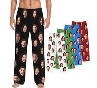 LLLGSH Bas de Pyjama pour personnalisé avec Photo de Visage - Pantalon de Pyjama personnalisé avec Visage d'animaux de Compagnie - Pyjamas rigolos pour la Famille - pour Les Femmes, Les Hommes