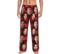 LLLGSH Bas de Pyjama pour personnalisé avec Photo de Visage - Pantalon de Pyjama personnalisé avec Visage d'animaux de Compagnie - Pyjamas rigolos pour la Famille - pour Les Femmes, Les Hommes