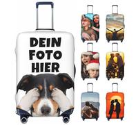 LLLGSH Personalised Housses de Valise - Personnalisez Housse Élastique pour Valise Lavable - Ajoutez Votre Propre Photo Nom Texte Design Double Face Différent - 18-32 Pouces Housses