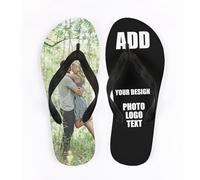 LLLGSH Sandales avec Impression Photo, Tongs Photo personnalisées, Tongs de Bain avec Photo et Texte au Choix, Tongs d'été Unisexes pour Adultes personnalisées- Personnalisables